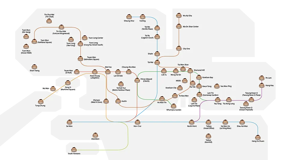 Monkey Tree Hong Kong and Macau locations map
